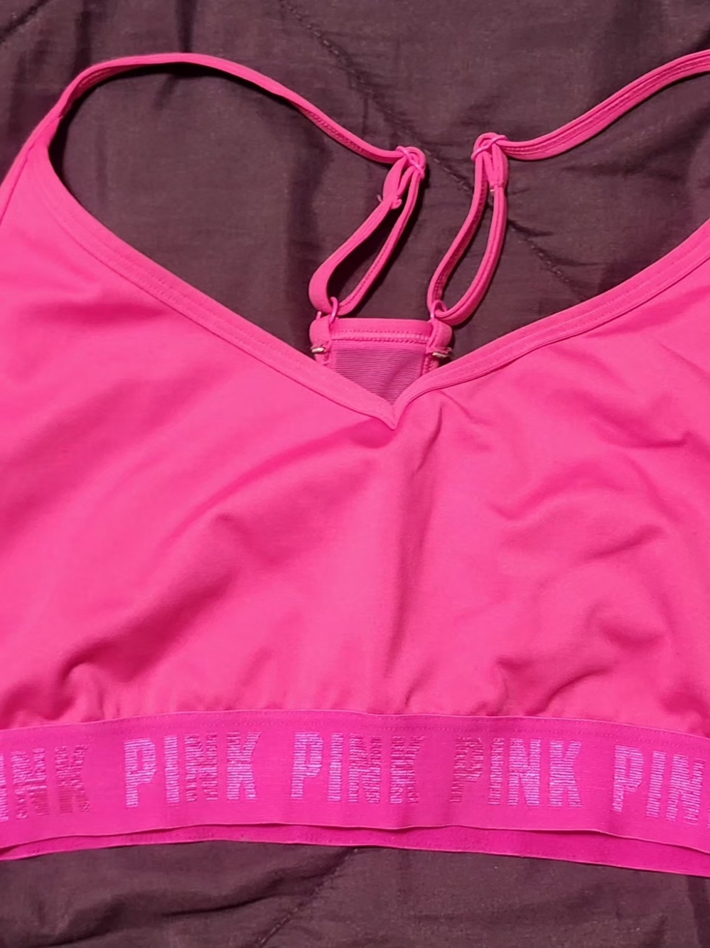PINK Victoria's Secret Neon Pink Logo Sports Bralette